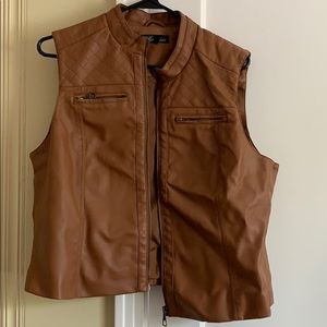 Brown leather vest